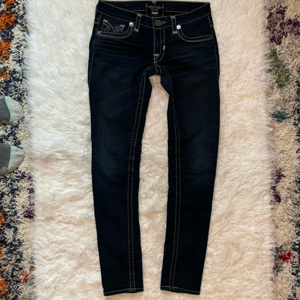 Big Star⭐️Jenae Ankle Skinny Black Label Stretch Dark Wash Jean 26R - Picture 1 of 16
